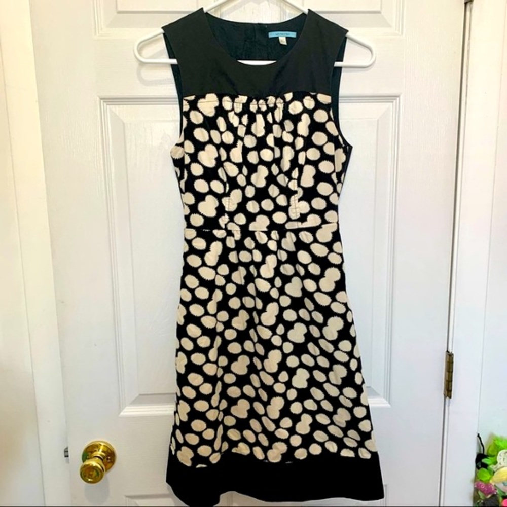 Leifnotes Black white/cream sleeveless dress size 0 corduroy polka dots
